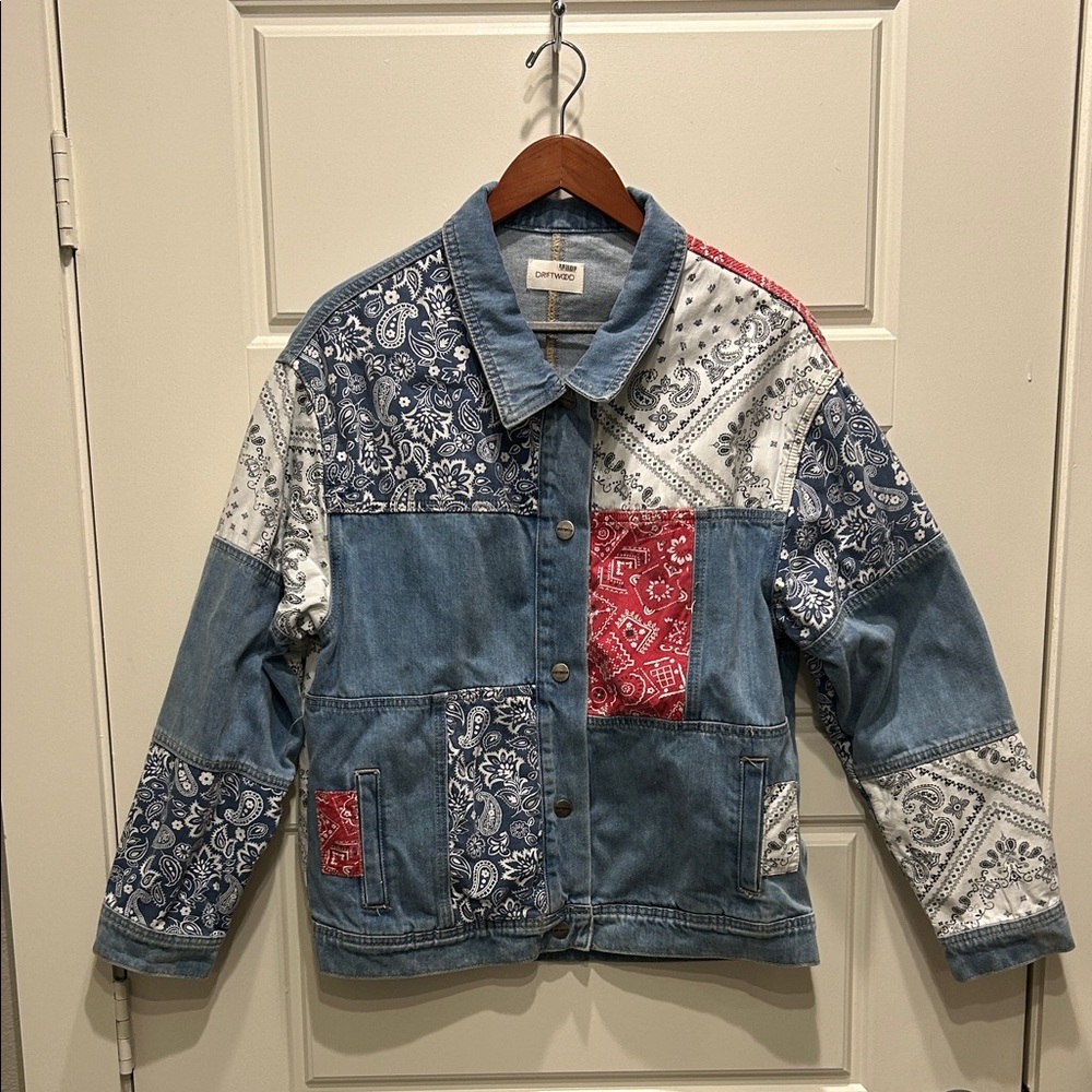 DRIFTWOOD Blue and Red Patchwork Jean Jacket